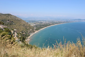 Terracina seen from the Temple of Jupiter, Mount Circeo, Lazio, Italy