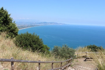 Terracina seen from the Temple of Jupiter, Mount Circeo, Lazio, Italy