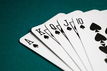 Royal flush combination cards on Poker game