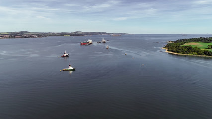 Aerial image of the Hound Point marine terminal just east of the Forth Bridge at South Queensferry.