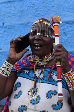 Masai woman on the phone