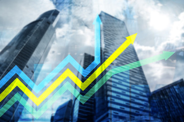 Financial growth arrows graph. Investment and trading concept.