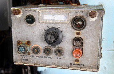 Transmitter radio in the old warship.
