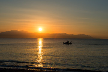 Fototapeta na wymiar Sunset at Loutraki in Greece