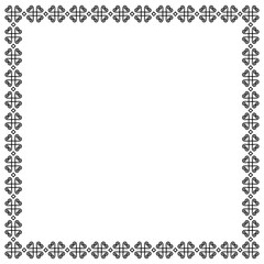 Decorative ornament border or frame in black isolated on white background for photo, picture, book sheet, letter, decoration, inscription, text, document, diploma, certificate, notebook