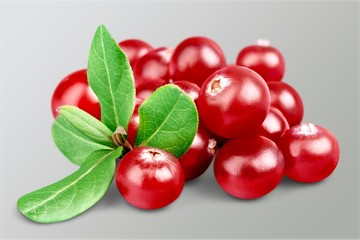 Red cranberries isolated on background