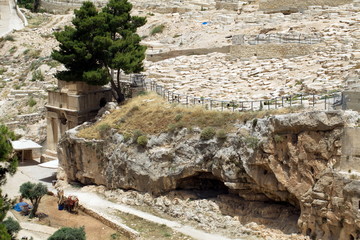 Tomb of Zechariah. An ancient monument carved from the rock in Jerusalem