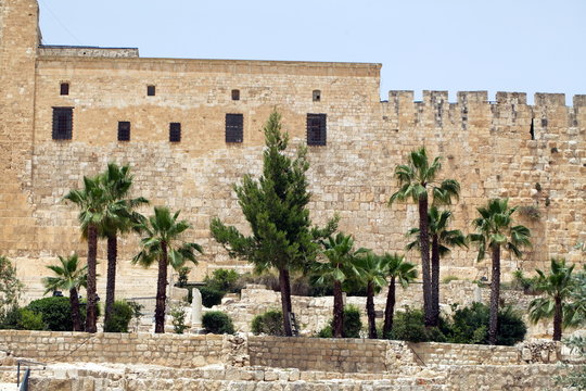 the fortress wall of the old city of Jerusalem in Israel