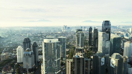 Fototapeta na wymiar Jakarta Central Business District in misty morning
