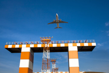 Sao Paulo, Brazil, August 25, 2011. passenger plane fly down over takeoff runway from Congonhas...