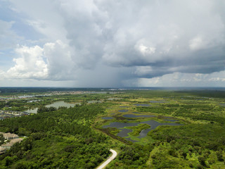 Aerial Landscape with Storm Clouds in the Background