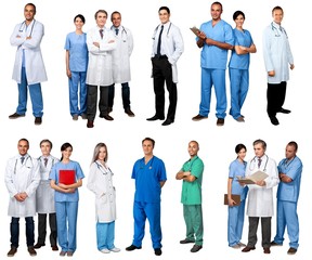 Set of Confident Medical team at hospital