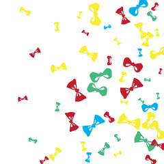 Festive Background with Colorful Bows. Delicate Pattern for Postcard, Print, Banner or Poster. Little Pretty Bows For Party Decoration, Wedding, Birthday or Anniversary Invitation. Vector