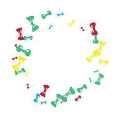 Festive Background with Colorful Bows. Delicate Pattern for Postcard, Print, Banner or Poster. Little Pretty Bows For Party Decoration, Wedding, Birthday or Anniversary Invitation. Vector