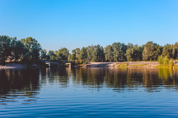 Naklejka premium Lake on Tatysheva Island in Krasnoyarsk