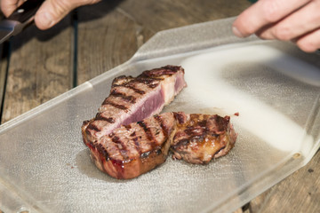 grilled steak bloody