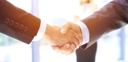 Business people shaking hands as a sign of agreement. Success concept