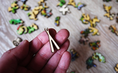 Unusual and beautiful figures of colorful material. Different geometric shapes of these objects allow you to create a coherent fairytale picture