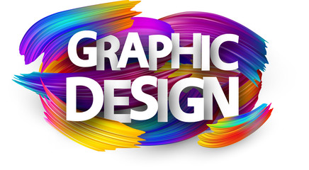 Graphic design paper poster with colorful brush strokes.