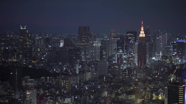 Downtown Tokyo skyline at night. 25fps.