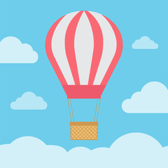 Obraz premium Hot air balloon on blue sky background - Vector