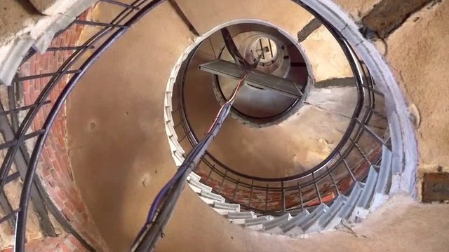 View of stairs in a huge lighthouse, on bengtskar island, on a summer day, in saaristomeri national park of the finnish archipelago, in Varsinais-suomi, Finland