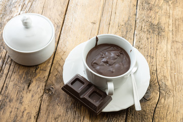 Hot fondant chocolate in the cup