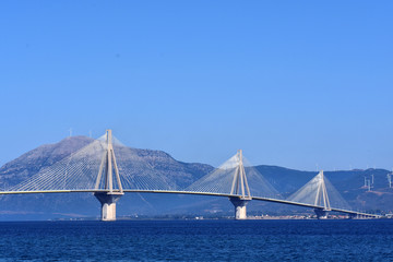 a large hanging bridge in Patria in Greece