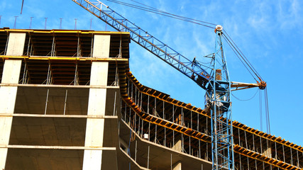 Construction site with crane and building.Construction crane.