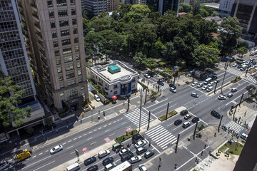 Traffic on Paulista Avenue, in Sao Paulo city