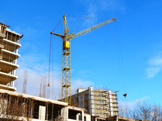 Building site. Construction site with crane and building.