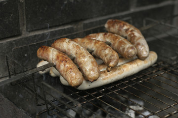 Sausages on the barbecue grill
