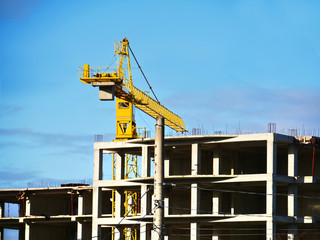 Fototapeta premium Building site. Construction site with crane and building.