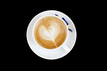 foam on cappuccino in the form of a heart