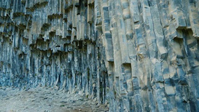 Unique geological formation of octogonal basalt columns of Garni Gorge in Armenian mountains