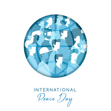 World Peace day card for diverse people unity