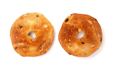 Toasted Cinnamon Bagel on a White Background