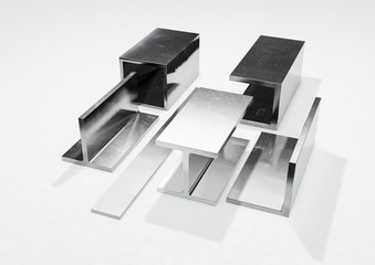 Steel profiles 3d illustration