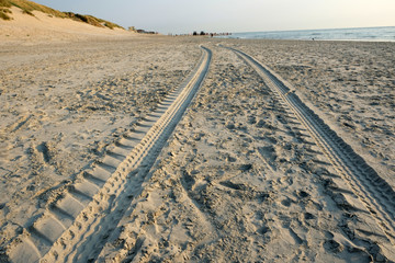 Reifenspuren im Sand