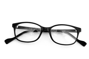 lunettes noires de femme,isolé,fond blanc