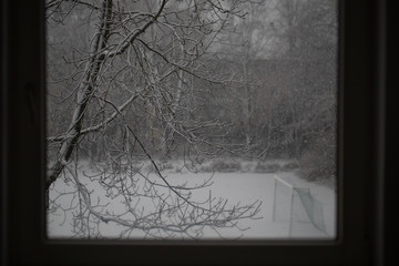 Winter landscape throught a window