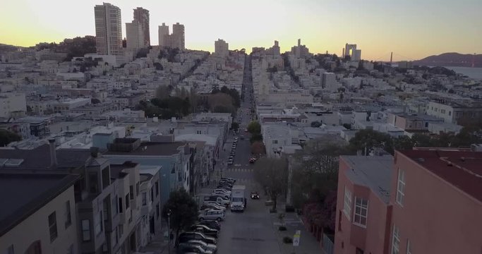 Aerial footage of a street in San Francisco