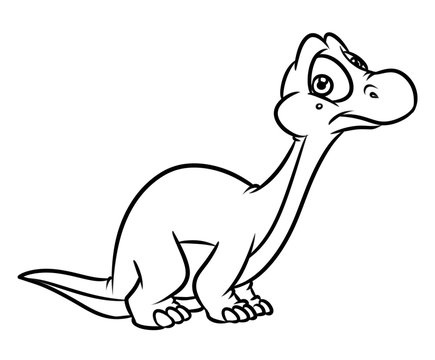 Dinosaur Diplodocus wonder cartoon illustration isolated image coloring page
