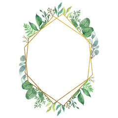 Watercolor Floral Geometric Frame