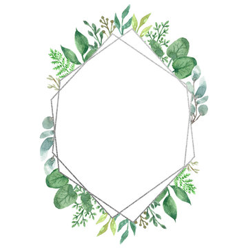 Watercolor Floral Geometric Frame