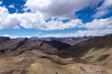 Beautiful landscape, rainbow mountain with clouds
