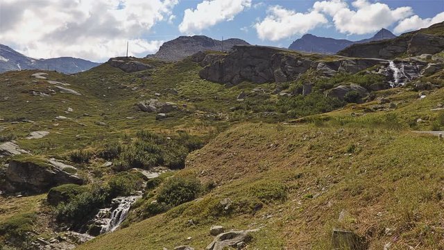 motorcycle climbing the mountain in the Gran Paradiso National Park. Turin, Italy