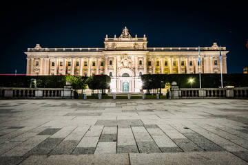 Obraz premium Parliament house (Riksdag), Stockholm, Sweden in summer night.