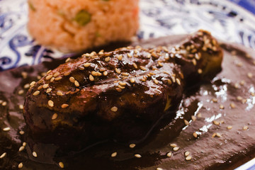 Mole Poblano with Chicken is Mexican Food in Puebla Mexico