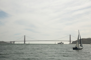 Fototapeta na wymiar Sailing through San Francisco Bay